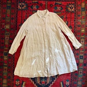 DENIER Button-Up Shirt Dress - French Linen - Free Size - Japan Quiet Luxury